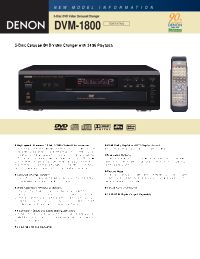 DENON  DVM-1800  DENON DVD Video Auto Changer DVD Video Auto Changer Denon - DVM-1800  DVM-1800.pdf