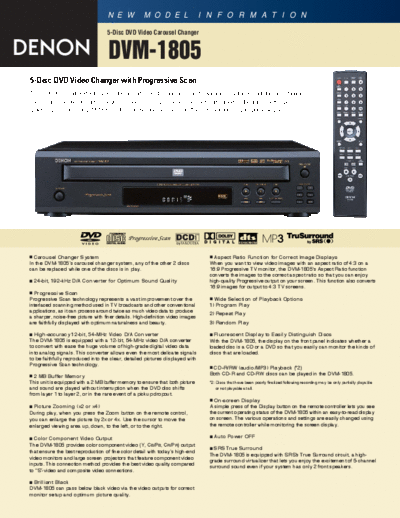 DENON  DVM-1805  DENON DVD Video Auto Changer DVD Video Auto Changer Denon - DVM-1805  DVM-1805.pdf