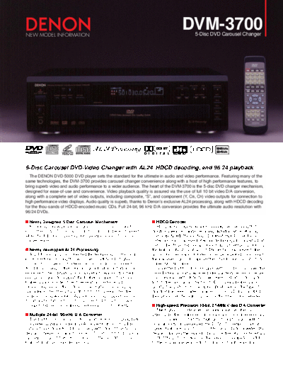 DENON  DVM-3700  DENON DVD Video Auto Changer DVD Video Auto Changer Denon - DVM-3700  DVM-3700.pdf