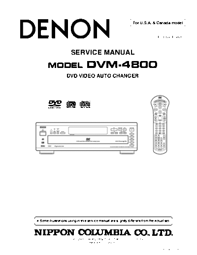 DENON  DVM-4800  DENON DVD Video Auto Changer DVD Video Auto Changer Denon - DVM-4800  DVM-4800.PDF