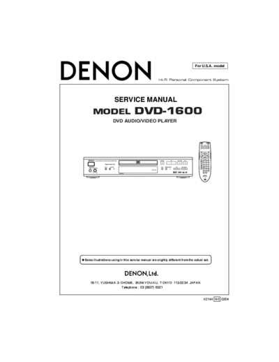 DENON  DVD-1600  DENON DVD Video Player DVD Video Player Denon - DVD-1600  DVD-1600.PDF