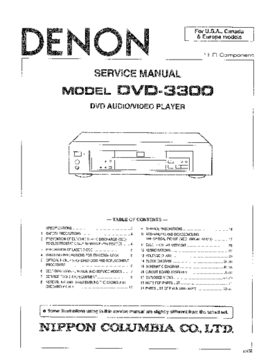 DENON  DVD-3300  DENON DVD Video Player DVD Video Player Denon - DVD-3300  DVD-3300.PDF