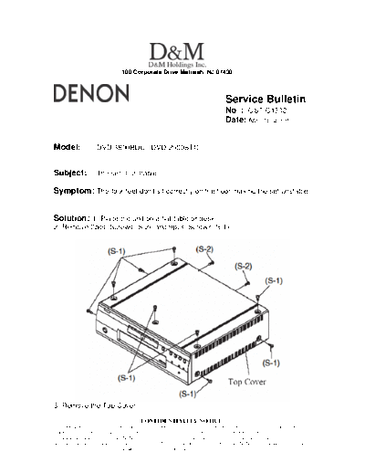 DENON Service Bulletin OST-C1302  DENON DVD Video Player DVD Video Player Denon - DVD-3800BDCI Service Bulletin OST-C1302.PDF