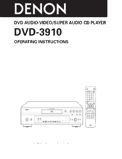 DENON  DVD-3910  DENON DVD Video Player DVD Video Player Denon - DVD-3910  DVD-3910.PDF