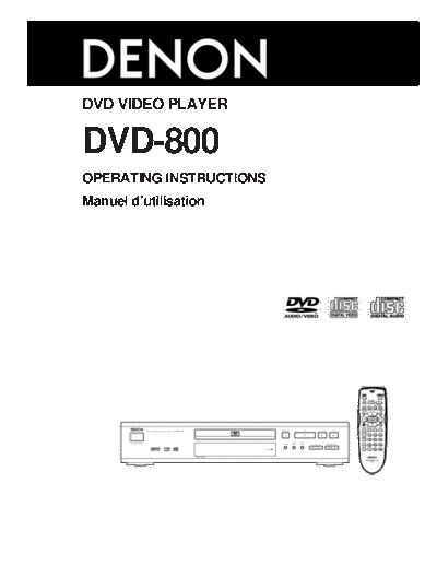 DENON  DVD-800  DENON DVD Video Player DVD Video Player Denon - DVD-800  DVD-800.pdf