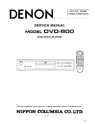 DENON  DVD-800  DENON DVD Video Player DVD Video Player Denon - DVD-800  DVD-800.PDF