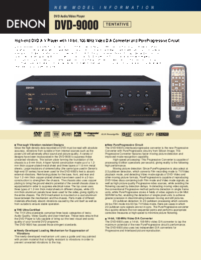 DENON  DVD-9000  DENON DVD Video Player DVD Video Player Denon - DVD-9000 & DVD-A1  DVD-9000.pdf