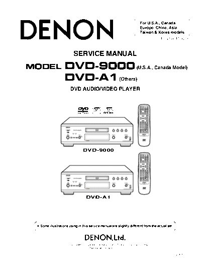 DENON  DVD-9000 & DVD-A1  DENON DVD Video Player DVD Video Player Denon - DVD-9000 & DVD-A1  DVD-9000 & DVD-A1.PDF