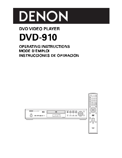 DENON  DVD-910  DENON DVD Video Player DVD Video Player Denon - DVD-910  DVD-910.pdf