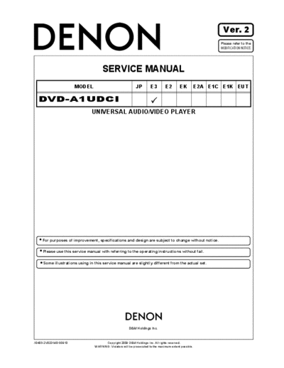 DENON  DVD-A1UDCI  DENON DVD Video Player DVD Video Player Denon - DVD-A1UDCI  DVD-A1UDCI.PDF