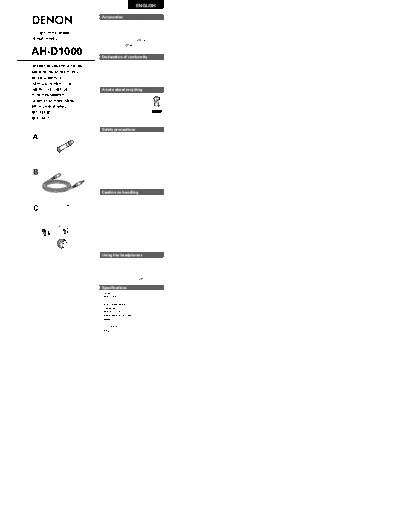 DENON  AH-D1000  DENON Headphone Headphone Denon - AH-D1000  AH-D1000.pdf