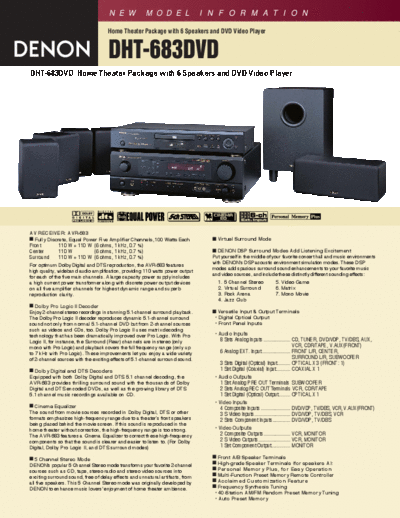 DENON  DHT-683DVD  DENON Home Theatre System Home Theatre System Denon - DHT-683XP  DHT-683DVD.pdf