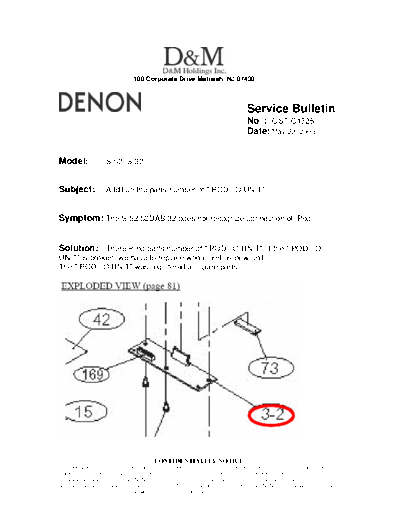 DENON Service Bulletin OST-C1325  DENON Home Theatre System Home Theatre System Denon - S-52 & S-32 Service Bulletin OST-C1325.PDF