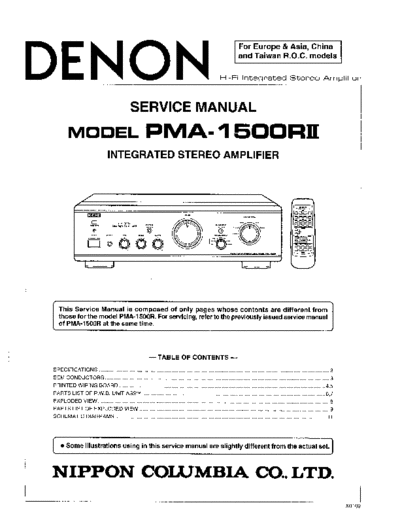 DENON  PMA-1500R2  DENON Integrated Stereo Amplifier Integrated Stereo Amplifier Denon - PMA-1500R2  PMA-1500R2.PDF
