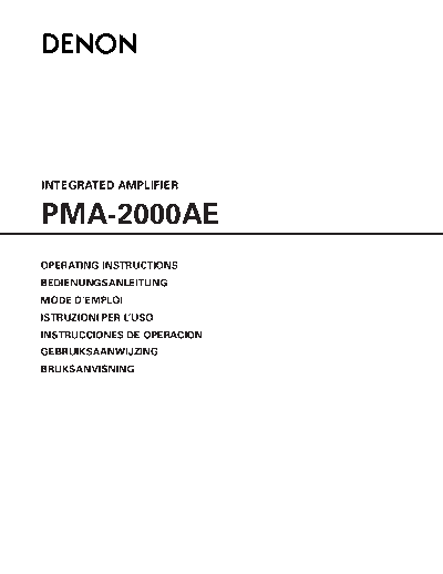DENON  PMA-2000AE  DENON Integrated Stereo Amplifier Integrated Stereo Amplifier Denon - PMA-2000AE  PMA-2000AE.pdf