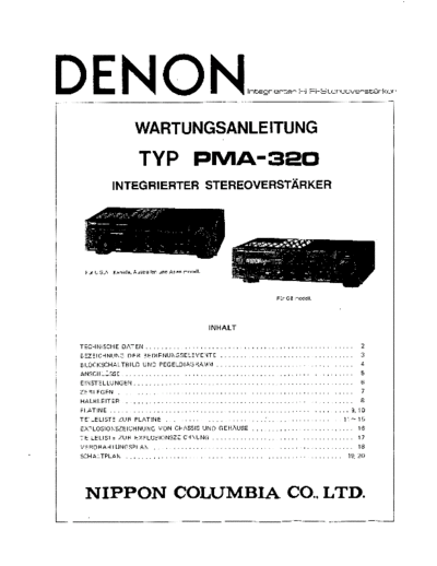 DENON  PMA-320  DENON Integrated Stereo Amplifier Integrated Stereo Amplifier Denon - PMA-320  PMA-320.PDF