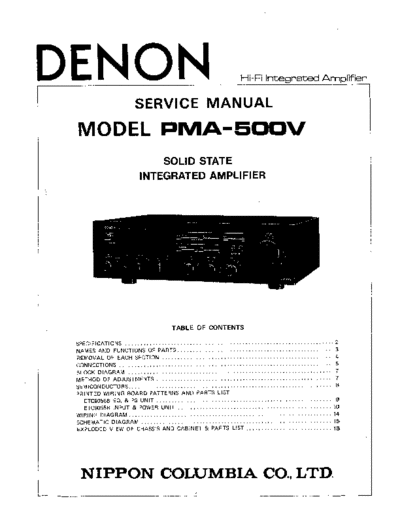 DENON  PMA-500V  DENON Integrated Stereo Amplifier Integrated Stereo Amplifier Denon - PMA-500V  PMA-500V.PDF