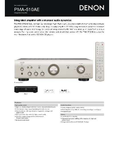 DENON  PMA-510AE  DENON Integrated Stereo Amplifier Integrated Stereo Amplifier Denon - PMA-510  PMA-510AE.PDF