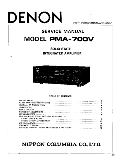 DENON  2 PMA-700V  DENON Integrated Stereo Amplifier Integrated Stereo Amplifier Denon - PMA-700V  2 PMA-700V.PDF