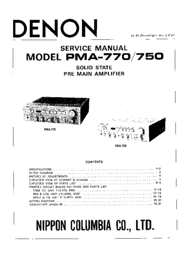 DENON  PMA-770 & 750  DENON Integrated Stereo Amplifier Integrated Stereo Amplifier Denon - PMA-770 & 750  PMA-770 & 750.PDF