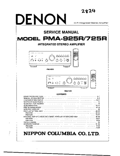 DENON  PMA-925R & 725R  DENON Integrated Stereo Amplifier Integrated Stereo Amplifier Denon - PMA-925R & 725R  PMA-925R & 725R.PDF