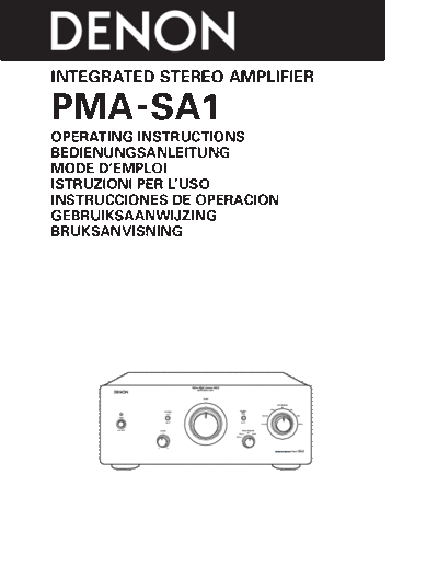 DENON  PMA-SA1  DENON Integrated Stereo Amplifier Integrated Stereo Amplifier Denon - PMA-SA1  PMA-SA1.pdf