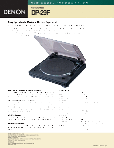 DENON  DP-29F  DENON LP Turntable LP Turntable Denon - DP-29F  DP-29F.pdf