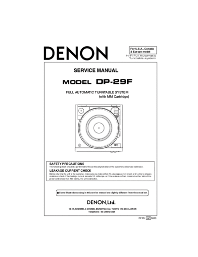 DENON  DP-29F  DENON LP Turntable LP Turntable Denon - DP-29F  DP-29F.PDF