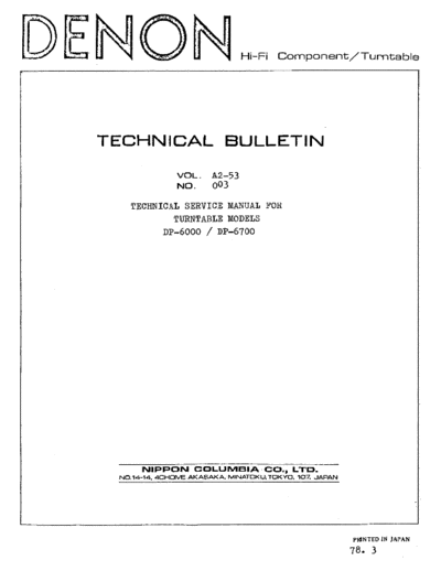 DENON  DP-6000 & 6700  DENON LP Turntable LP Turntable Denon - DP-6000 & 6700  DP-6000 & 6700.PDF