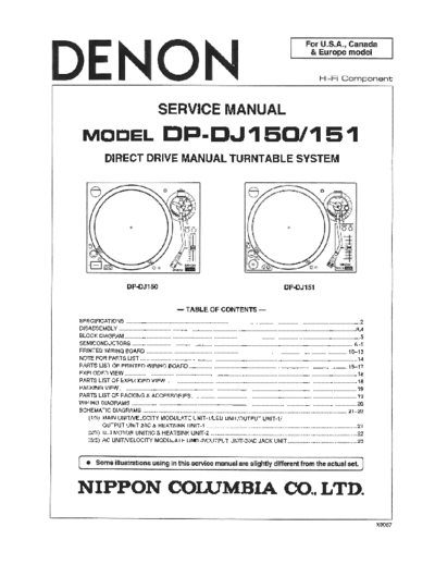 DENON  DP-DJ150 & 151  DENON LP Turntable LP Turntable Denon - DP-DJ150 & 151  DP-DJ150 & 151.PDF