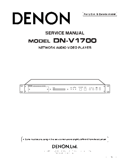 DENON Схема DN-V1700  DENON Network Audio Video Player Network Audio Video Player Denon - DN-V1700 Схема DN-V1700.PDF