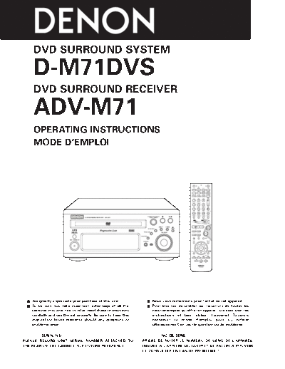 DENON  D-M71DVS & ADV-M71  DENON Personal Audio System Personal Audio System Denon - D-M71DVS & ADV-M71  D-M71DVS & ADV-M71.pdf