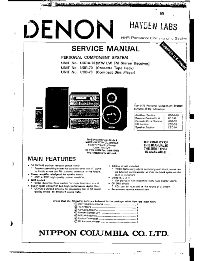 DENON  UDRA-70 & UDR-70 & UCD-70  DENON Personal Component System Personal Component System Denon - UDRA-70 & UDR-70 & UCD-70  UDRA-70 & UDR-70 & UCD-70.PDF