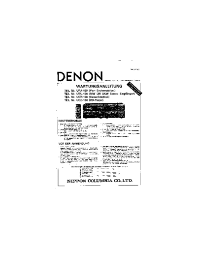 DENON  UPA-100 & UTU-100 & UDR-100 & UCD-100  DENON Personal Component System Personal Component System Denon - UPA-100 & UTU-100 & UDR-100 & UCD-100  UPA-100 & UTU-100 & UDR-100 & UCD-100.PDF