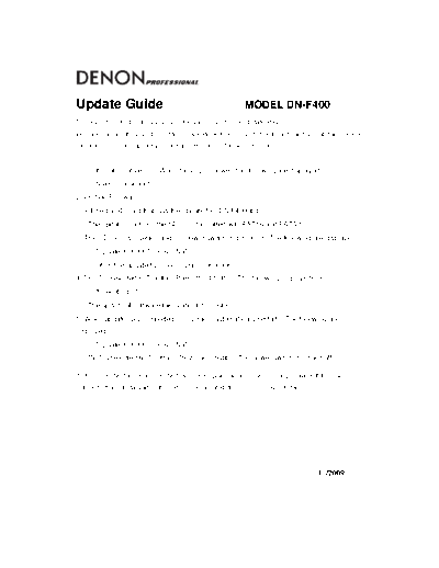 DENON Update Guide DN-F400  DENON Professional Solid State Player Professional Solid State Player Denon - DN-F400 Update Guide DN-F400.PDF