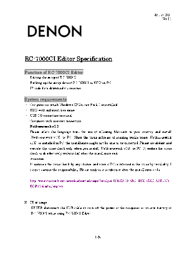 DENON RC-7000CIEditor Specification  DENON Remote Control Unit Remote Control Unit Denon - RC-7000CI RC-7000CIEditor Specification.PDF