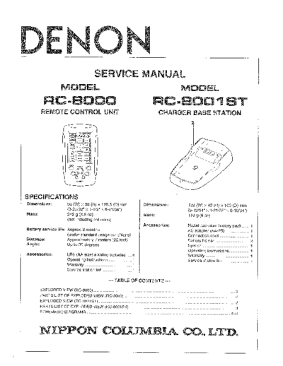 DENON   RC-8000 & RC-8001ST  DENON Remote Control Unit Remote Control Unit Denon - RC-8000 & RC-8001ST   RC-8000 & RC-8001ST.PDF