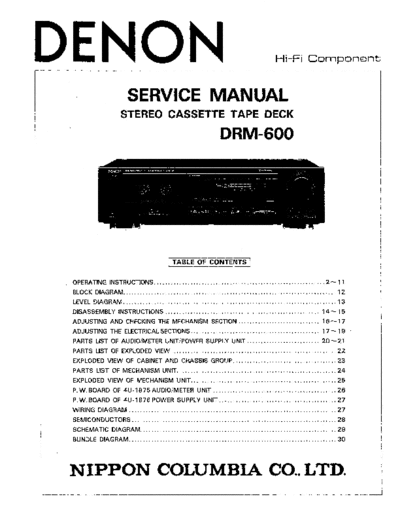 DENON  DRM-600  DENON Stereo Cassette Tape Deck Stereo Cassette Tape Deck Denon - DRM-600  DRM-600.PDF