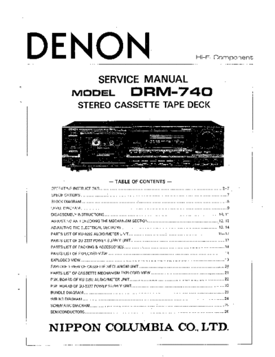 DENON  DRM-740  DENON Stereo Cassette Tape Deck Stereo Cassette Tape Deck Denon - DRM-740  DRM-740.PDF