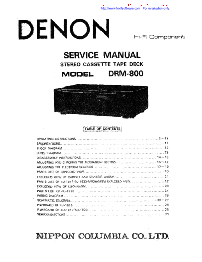 DENON  DRM-800  DENON Stereo Cassette Tape Deck Stereo Cassette Tape Deck Denon - DRM-800  DRM-800.PDF