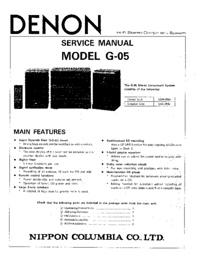 DENON  G-05  DENON Stereo Component System Stereo Component System Denon - G-05  G-05.PDF
