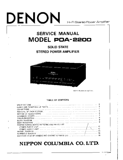 DENON  POA-2200  DENON Stereo Power Amplifier Stereo Power Amplifier Denon - POA-2200  POA-2200.PDF