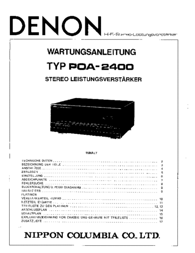 DENON  POA-2400  DENON Stereo Power Amplifier Stereo Power Amplifier Denon - POA-2400  POA-2400.PDF