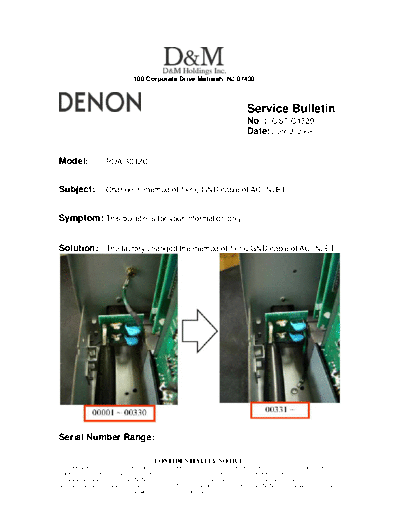 DENON Service Bulletin OST-C1329  DENON Stereo Power Amplifier Stereo Power Amplifier Denon - POA-3012CI Service Bulletin OST-C1329.PDF