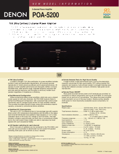 DENON   POA-5200  DENON Stereo Power Amplifier Stereo Power Amplifier Denon - POA-5200   POA-5200.pdf