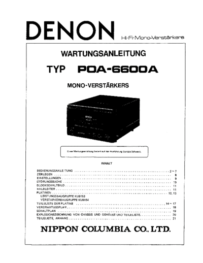 DENON  POA-6600A  DENON Stereo Power Amplifier Stereo Power Amplifier Denon - POA-6600A  POA-6600A.PDF