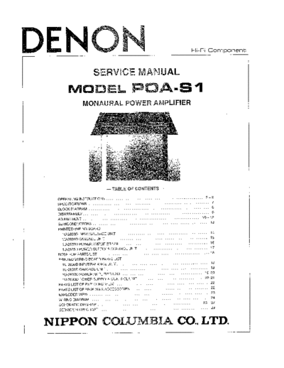 DENON  POA-S1  DENON Stereo Power Amplifier Stereo Power Amplifier Denon - POA-S1  POA-S1.PDF