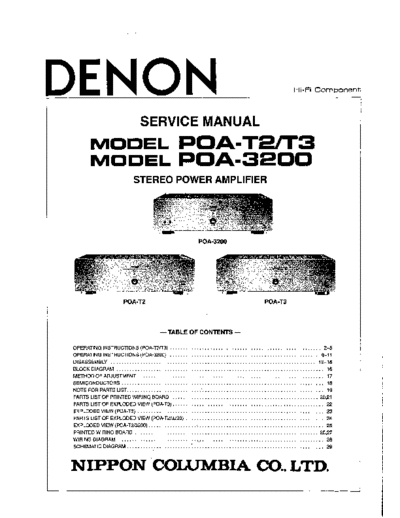 DENON  POA-T2 & T3 & POA-3200  DENON Stereo Power Amplifier Stereo Power Amplifier Denon - POA-T2 & T3 & POA-3200  POA-T2 & T3 & POA-3200.PDF