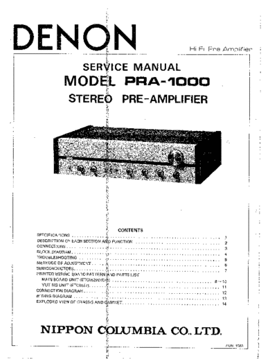 DENON  PRA-1000  DENON Stereo Pre Amplifier Stereo Pre Amplifier Denon - PRA-1000  PRA-1000.PDF