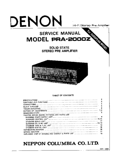DENON  PRA-2200Z  DENON Stereo Pre Amplifier Stereo Pre Amplifier Denon - PRA-2200Z  PRA-2200Z.PDF